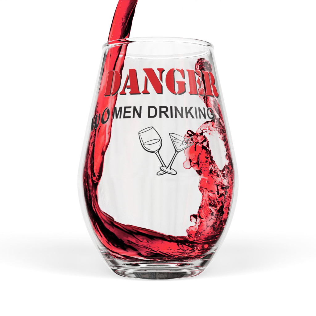 Danger Wo Men Drinking | stemless wine glass