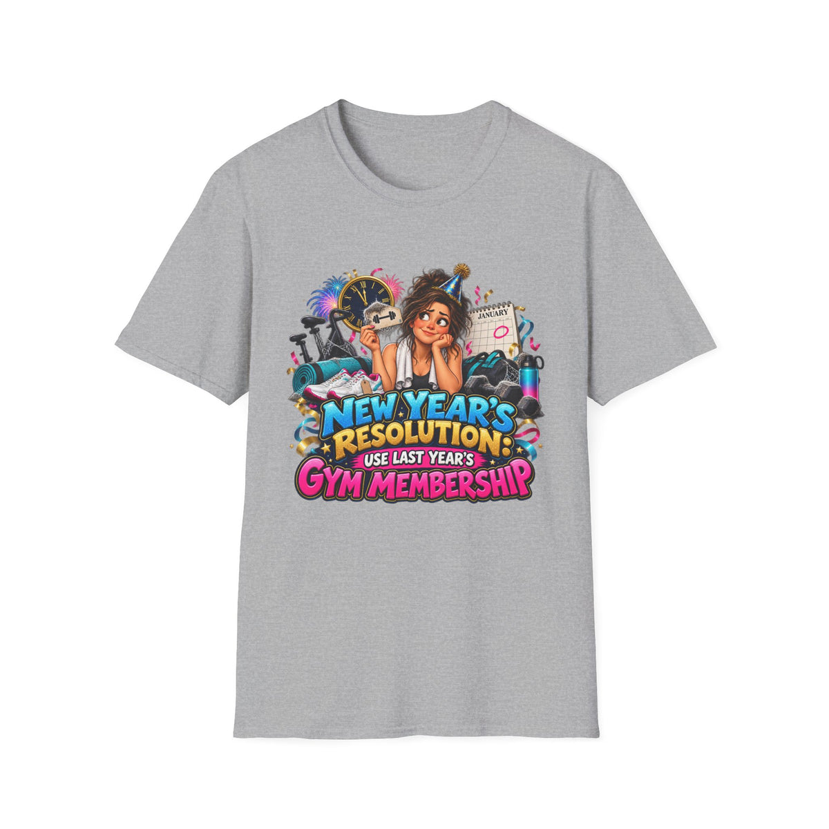 New Year’s Resolution T-Shirt — “Use Last Year’s Gym Membership” Funny Fitness Tee