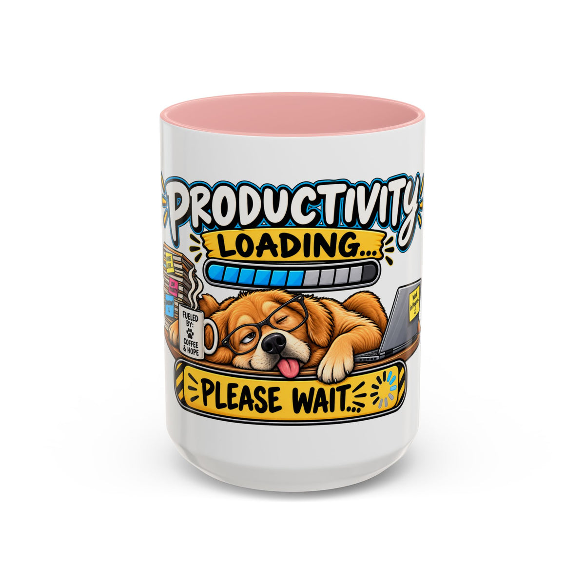 "Productivity Loading... Please Wait" Office Mug (11oz, 15oz) — Pink, 15oz | The ClawMark Store