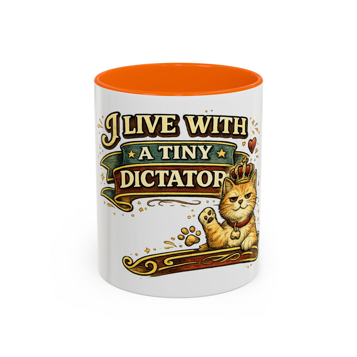 "I Live With A Tiny Dictator" Cat Mug (11oz, 15oz) — Orange, 11oz | The ClawMark Store