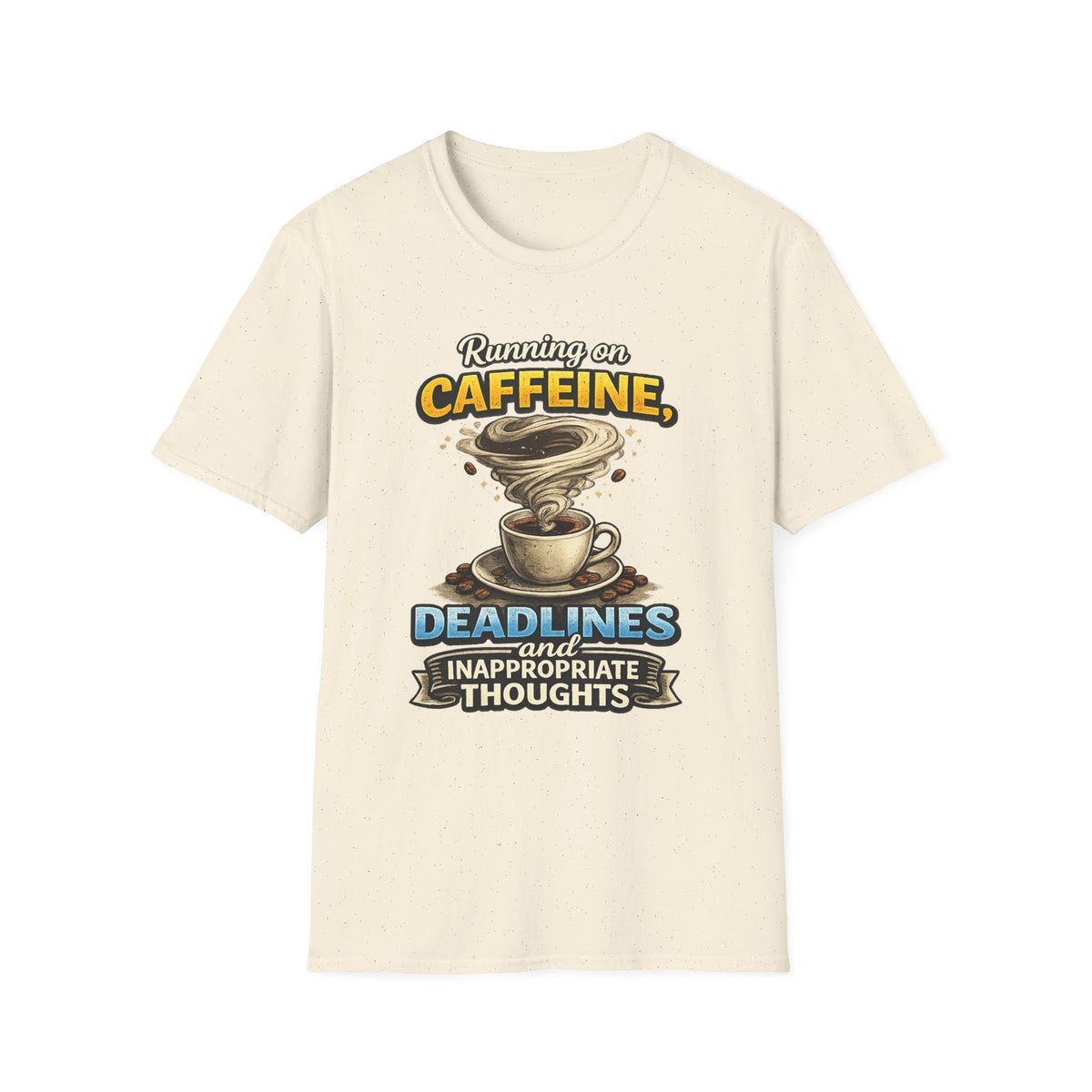 Running on Caffeine — Coffee T-Shirt — S, Natural | The ClawMark Store