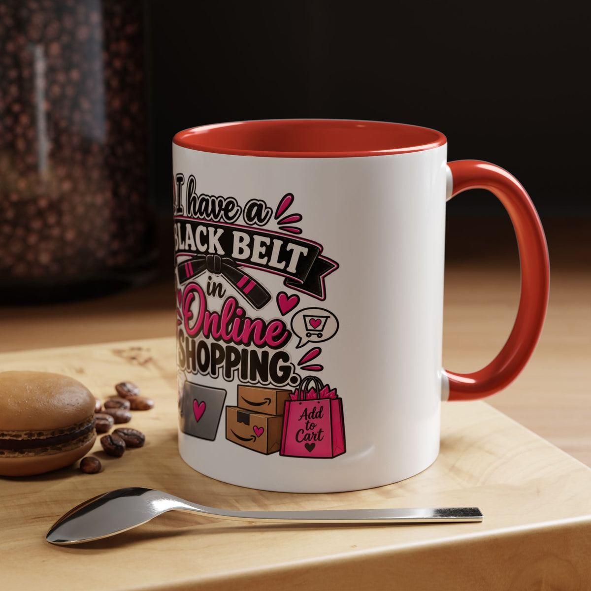 "I Have a Black Belt in Online Shopping" Accent Mug — product photo 3 | The ClawMark Store