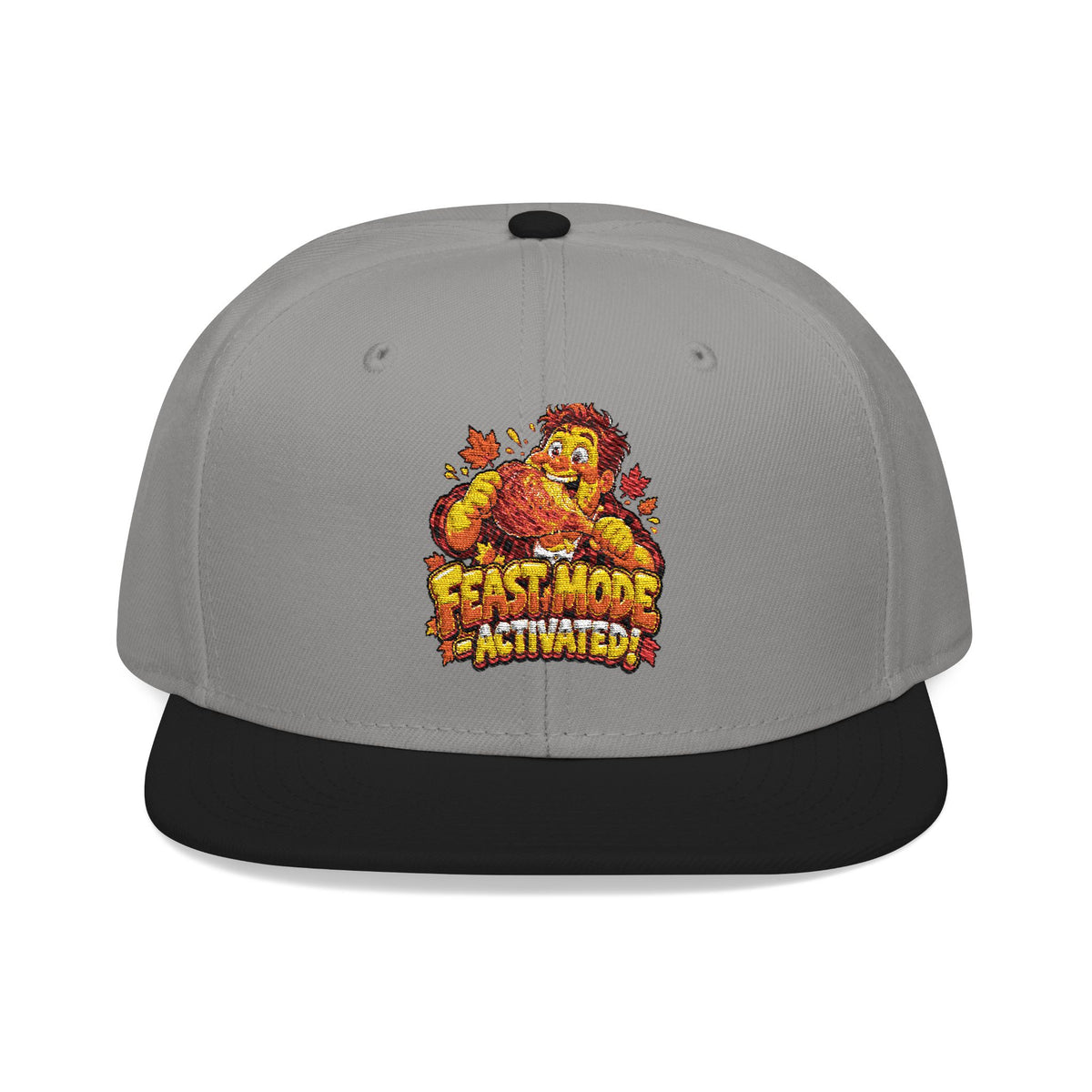 Embroidered Flame Crown Snapback Hat — Streetwear Trucker Cap