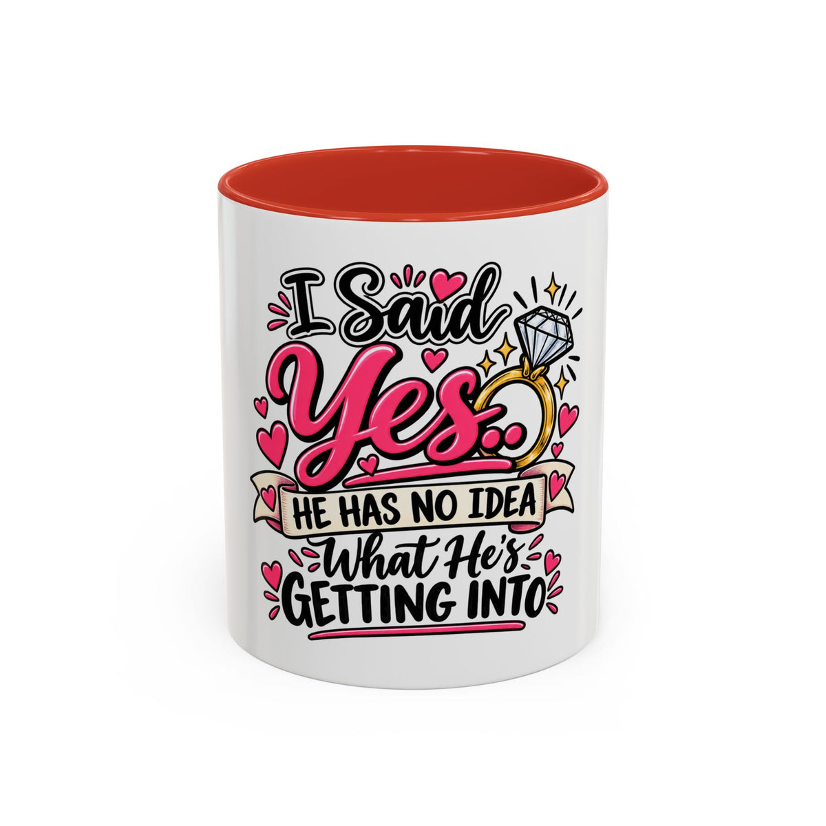 "I Said Yes" Engagement Proposal Mug — Red, 11oz | The ClawMark Store