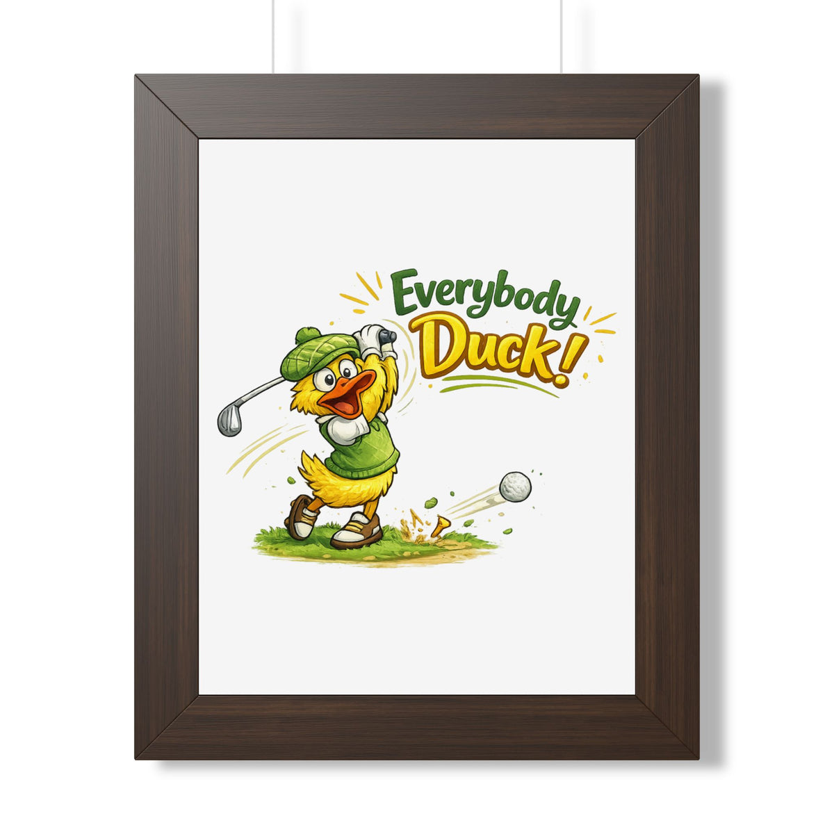Everybody Duck! Golf Duck Framed Poster — Walnut, 11" x 14" | The ClawMark Store