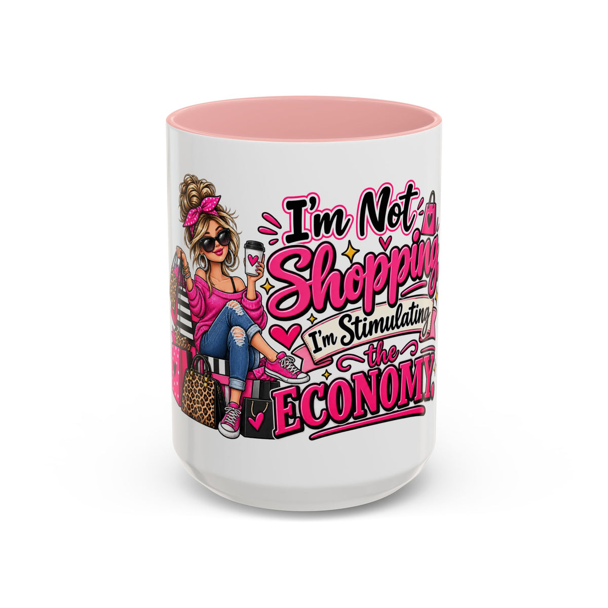 "I'm Not Shopping, I'm Stimulating the Economy" Mug (11oz, 15oz) — product photo 1 | The ClawMark Store