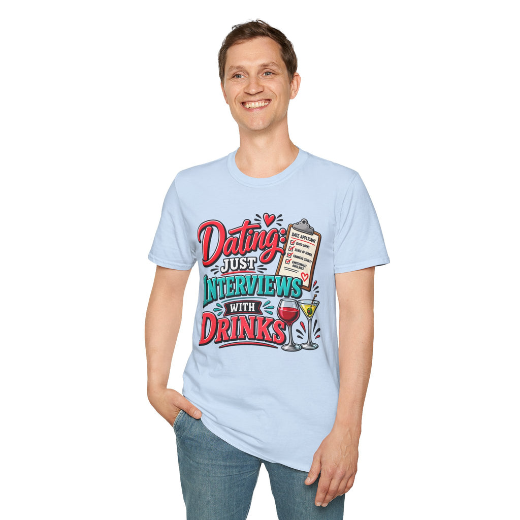 "Dating: Just Interviews with Drinks" T-Shirt — product photo 5 | The ClawMark Store