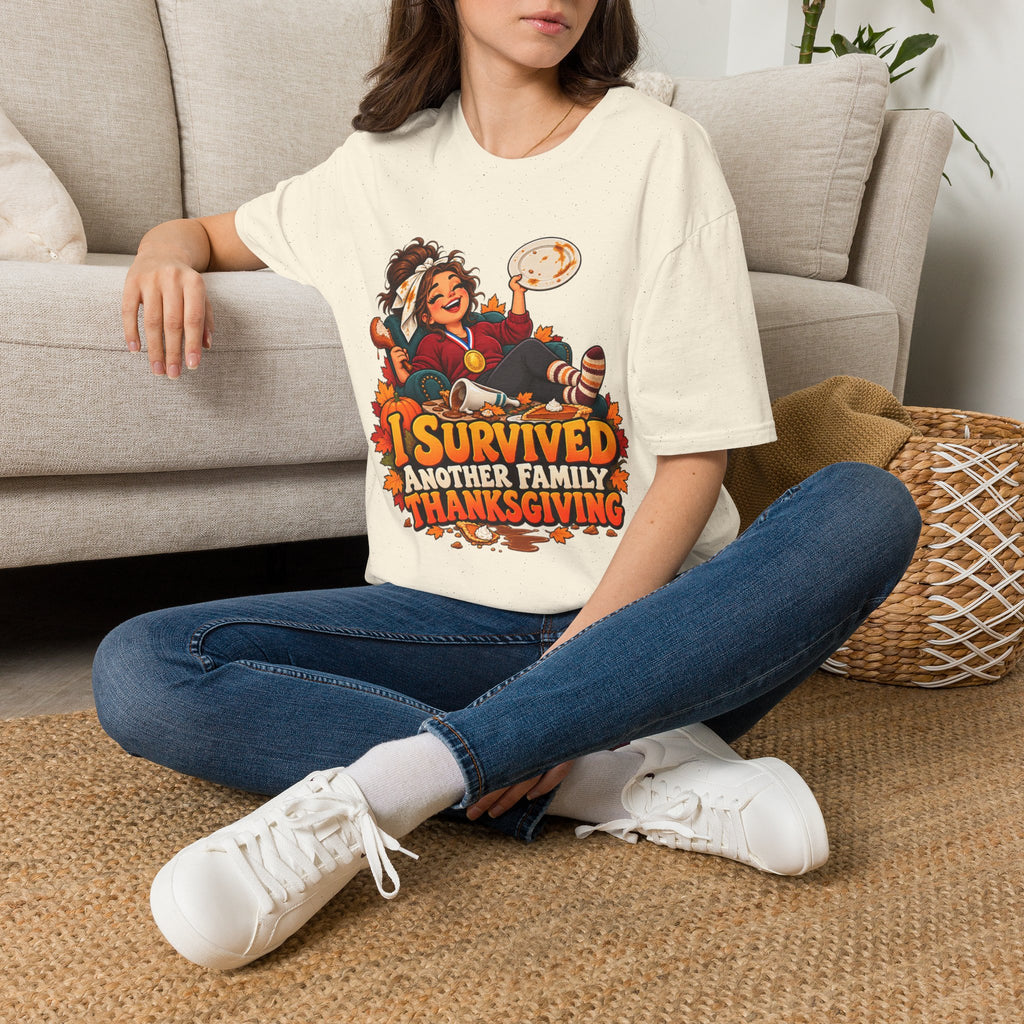 Thanksgiving T-Shirt — “I Survived Another Family Thanksgiving” Funny Holiday Tee