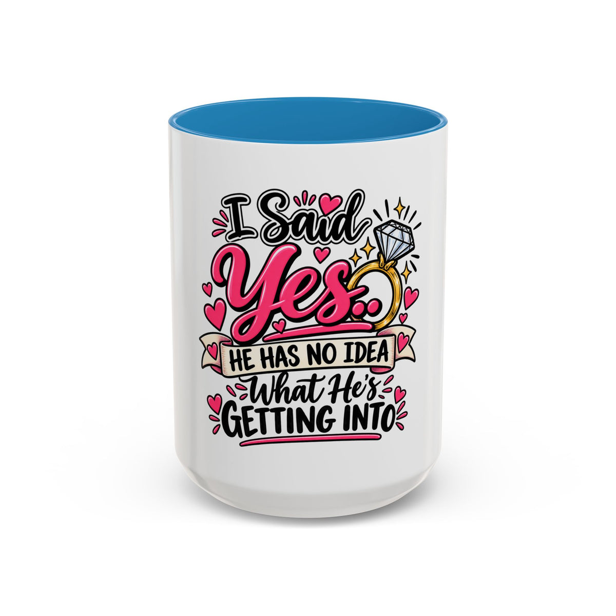 "I Said Yes" Engagement Proposal Mug — Blue, 15oz | The ClawMark Store
